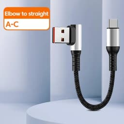 6A 0.25 0.5M Short Cable 90 Degree Elbow USB A Type C to Type C Cable Fast Charging Data Cord Power Bank Wire For iPhone 15 IPad
