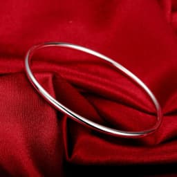 925 Sterling Silver Women's Bangle Simple Single Loop Design Diameter 6.5 Cm Silver Wedding Jewelry