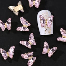 10Pcs 3D Crystal Butterfly Nail Charms Hollow Shape with Rhinestones for DIY Nail Art Decorations 8*8.5mm Shiny Butterfly Gems 9