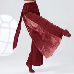 UMI MAO Chinese Style Pants Patchwork Ink Water Yarn Diagonal Collar Design, Long Sleeved Modern Dance Body Shape Clothing