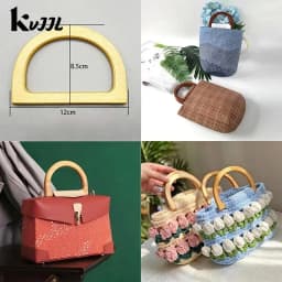 1Pcs Wood Half Circle D-shaped Bag Handle Crochet Knit Bag Handles Replacement DIY Handbags Purse Luggage Handcrafted Handle