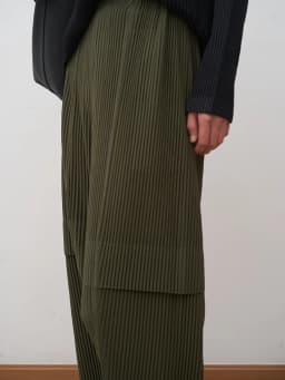 Miyake Pleated Cargo Pants New Women's Pocket Style Pleated Casual Pants Wide Leg Ankle-Length Pants