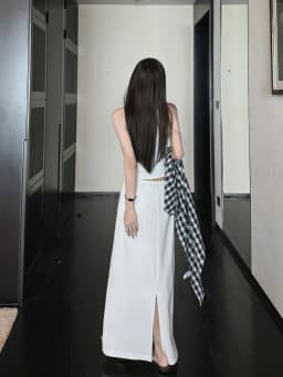 High Waist Drawstring White Half Skirt Korean Style Elegant Drapey Straight Skirt Women's Fashionable Versatile Autumn New Ar...