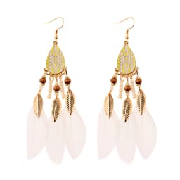 Round Retro Women's Dream Catcher Handmade Long Tassel Feather Earrings Female Leaves Pendant Earring Kolczyki Boho Jewelry