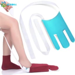 ●Sock Threader Sock Aid Tool Easy On & Off Stocking Slider For Elderly Socks Helper Puller With Adjustable Cords Without Bending