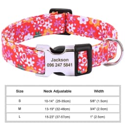 Personalized Dog Collar Adjustable Nylon Pet Buckle Collars Free Engraving Anti-lost Dog Necklace For Small Medium Large Dogs