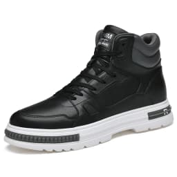 New Height Increasing 6/8CM Men's Leather Boots Breathable Casual Shoes Athletic Jogging Gym Shoes Fashion Leather Sports Shoes