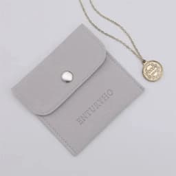 50 Personalized Logo Size Microfiber Jewelry Gift Pouch Velvet Snap Button Rings Earrings Packaging Organizer Wedding Favors Bag