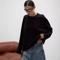2026 Spring New European Simple Design All-match Oversized Sweatshirt Women Tshirts Thin Loose Long Sleeve Outerwear Tshirts Top