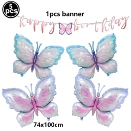 1set Pink Butterfly Balloons 32inch Number Balloon Set Happy Birthday Butterfly Foil Balloon Baby Shower Birthday Party Decors