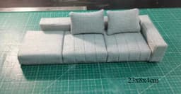 Doll house sofa furniture model simulation double leather sofa Miniature Furniture Armchair Sofa Footstool Doll Decor Toy