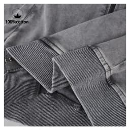 300gRetro Water - Washed Hooded Zip - Up Sweatshirt: 100% Cotton Loose Fit, Tailored Unisex, Loose Casual Sweatshirt