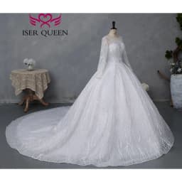 Customized Full Sleeves Africa Style Wedding Dress With Pearls Crystal Heavy Beading Shiny Tulle Plus Size Wedding Gown WX0466