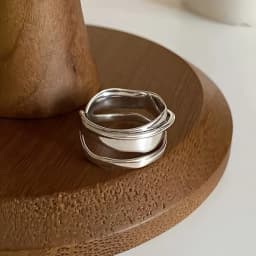 PANJBJ  925 Sterling Silver Double Layer Ring for Women Girl Gift Geometry Hollowing Out Minimalism Fashion Jewelry Wholesale