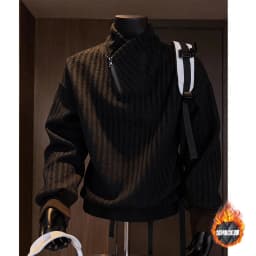 Thickened Stand Collar Sweatshirt Men's Casual Style Inner Wear Base Shirt Heavyweight Leisure Top for Autumn Winter