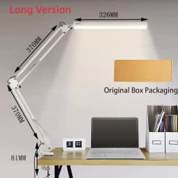 LED Desk Lamp with Clamp 10W Swing Arm Desk Lamp Eye-Caring Dimmable Desk Light with 10 Brightness Level, 3 Lighting Modes