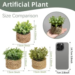 XIYA FLOWER Green Artificial Plants Eucalyptus Grass Woven Small Potted Plants Grass Mound 11cm PE Material Home Decoration