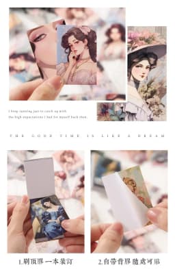 50 Sheets/pack Classical Retro Beauty Scrapbook Journal Diary DIY Paper Stickers Decorative Collages Material
