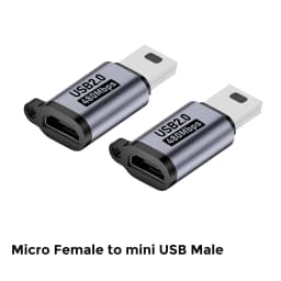 Type C Female to Mini USB Male Adapter Micro USB to USB C Adapter 480Mbps Data Transfer Fast Charging Converter for Phone