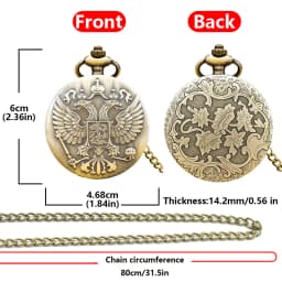 Retro Charm Neutral Fashion Double Headed Eagle Carving Quartz Pocket Watch Steampunk Men's and Women's Necklace Pendant Gift
