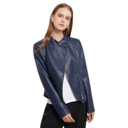 Slim Fit PU Leather Jacket for Women, Thin Long Sleeved Jacket, Short Coat, Spring and Autumn, Motorcycle Zipper Leather Jacket