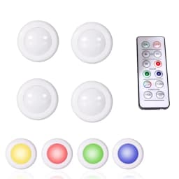 1 Set Multiple Controls 16 Colors Cabinet Light Dimmable LED Round Night Light Portable Cabinet Kitchen Closet Lamps with Remote