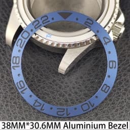 Sloping 38mm * 30.6mm Ceramic/Aluminum Bezel GMT and Diving Watch Insert Fits for 40mm Men's Watch Case Bezel Replacement Insert