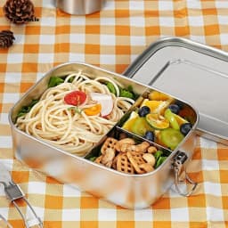 304 Stainless Steel Bento Box Double Layer Compartment Student Lunch Box Leak Proof American Style Airtight Food Container