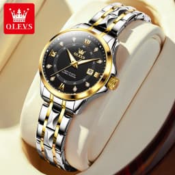 OLEVS Top Original Quartz Couple Watch Roman Scale Diamond Dial Luxury Watch For Men Women Rhombus Strap Waterproof Hand Clock
