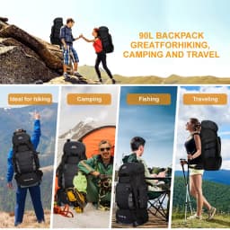 90L Waterproof Hiking Backpack Camping Rucksack Large Capacity Travel Outdoor Sports Bag for Trekking Backpacking and Adventure
