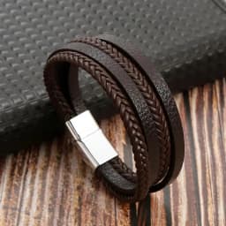 19/21/23cm Hand-woven Leather Bracelet High Quality Multilayer Tiger Eye Beaded Leather Men Bracelet Punk Bangle for Men Jewelry