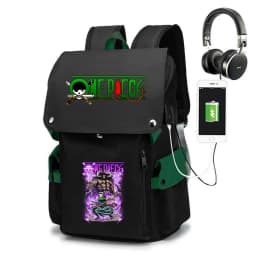One Piece Zoro Print School Backpack Large Capacity Casual Daypack Travel Bag for Kids Teens