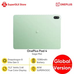 Global Version OnePlus Pad 4 Tablet Snapdragon 8 Elite Gen 5 13.2" 144Hz 3.4K True Color Display 13380mAh Battery Bluetooth 6.0