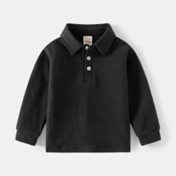 2-6 Y Children's Solid Color POLO Shirt Boy Handsome Fashion Sports Long Sleeve Sweatshirts Girl Casual Cotton Tops Kids Clothes