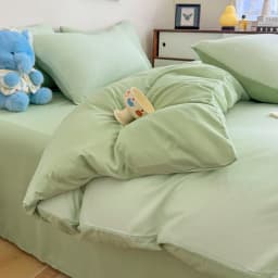 Ins Style Solid Color Duvet Cover Set Washed Cotton Bedclothes Comforter Cover Pillowcase Soft Bedding Sets Quilt Covers 220x240