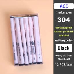 ACE 304 314 324T Dual Tip Quick Dry Oil Based Marker Pen for Lab Hospital Use Resistant to 75% Alcohol Professional Marking Tool
