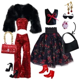 Doll Clothes Deluxe Fashion Pack Tea TIME Black & RED Classic Set for 11.5” Doll