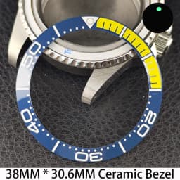Sloping 38mm * 30.6mm Ceramic/Aluminum Bezel GMT and Diving Watch Insert Fits for 40mm Men's Watch Case Bezel Replacement Insert