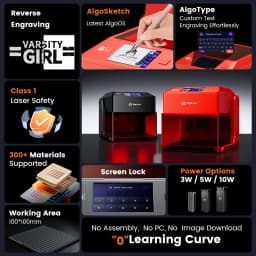AlgoLaser PIXI Laser Engraver Portable 3/5/10W Power Covered 3.5"Touch Screen Business Engraving Machine Customized Artwork Tool