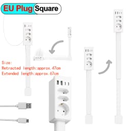 Eu Electrical Wall Plug Rotates Electrical Outlet Extender Adjustable Length Power Outlets Extender Power Socket For Nightstand