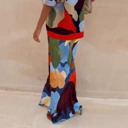 Vintage Pattern Print High Waist Maxi Skirts for Woman Elegant Slim Bodycon Skirt Spring Autumn Fashionable Long Skirts Harajuku
