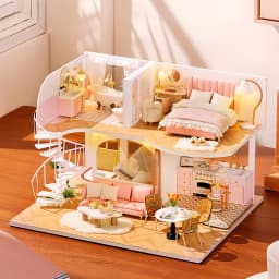 3D Wooden Mini Doll House Assembly Building With Furniture Kit DIY Handmade Duplex Apartment Production Toys Birthday Gifts