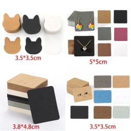 50pcs Black Coffee White Kraft Paper Cards For DIY Jewelry Necklace Earrings Bracelet Display Cards Wholesale