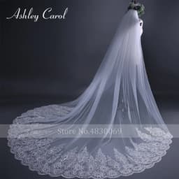 Ashley Carol Customized Wedding Veils With Comb Lace custom made length Cathedral Wedding Veil Wedding Accessories