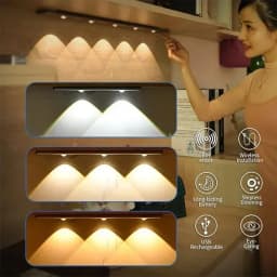 Under Cabinet Lights, Rechargeable Motion Sensor Light Indoor, Wireless and 3-Color Dimmable with Cat’s Eye Hill Effect