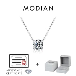 MODIAN Square & Round Halo Moissanite 925 Sterling Silver Pendant Necklace D Color VVS1 Lab Diamond Necklace For Women Jewelry