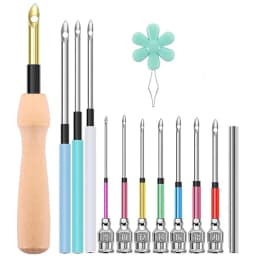 13PCS Embroidery Punch Needle Kits Sewing Wooden Handle Embroidery Pen Rug Hooking Tool for DIY Stitching Craft Embellishment