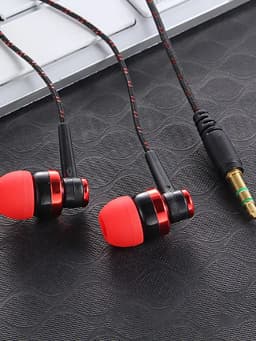 1pc Wired Earphone Stereo Guitar In-Ear 3.5mm Nylon Weave Cable Earphone Headset For Laptop Smartphone Tablets Headphone