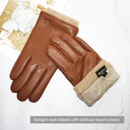 Deer Skin Gloves Men's Touch Screen Dark Brown Genuine Leather Retro Style Autumn and Winter Warm Motorcycle Riding Gloves