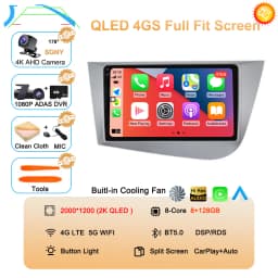 Car Radio Android 16 Navigation GPS Carplay For Seat Leon 2 MK2 2005-2012 Multimedia Video Player Stereo DSP 360 Camera Wifi 4G